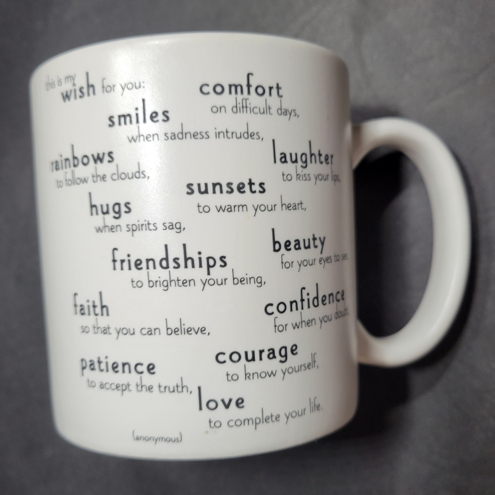 THIS IS MY WISH FOR YOU, Hugs Sunsets Rainbows Smile QUOTABLE coffee or tea mug